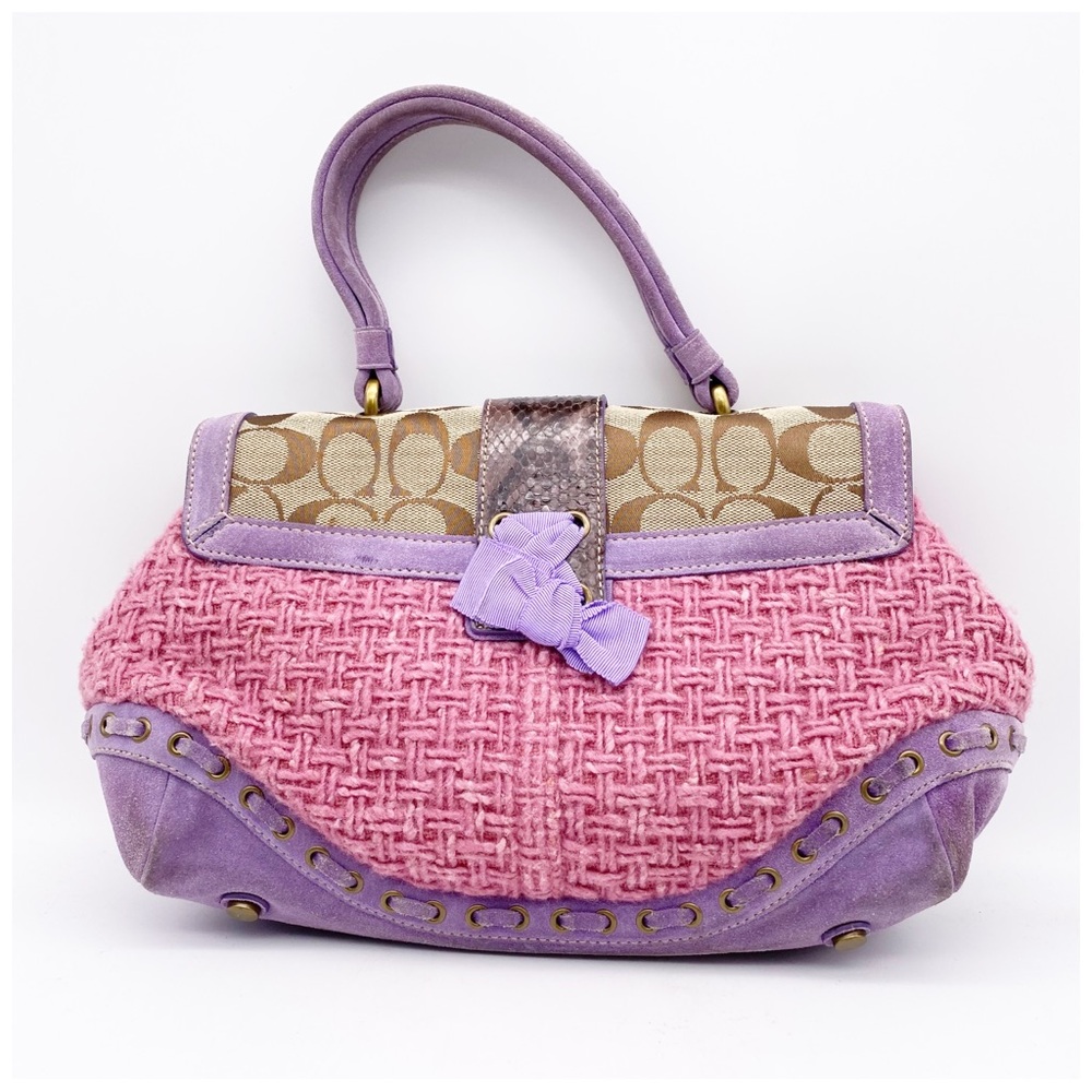 Coach Y2K Rare Pink and Purple Tweed Handbag DISCONTINUED - Picture 3 of 11